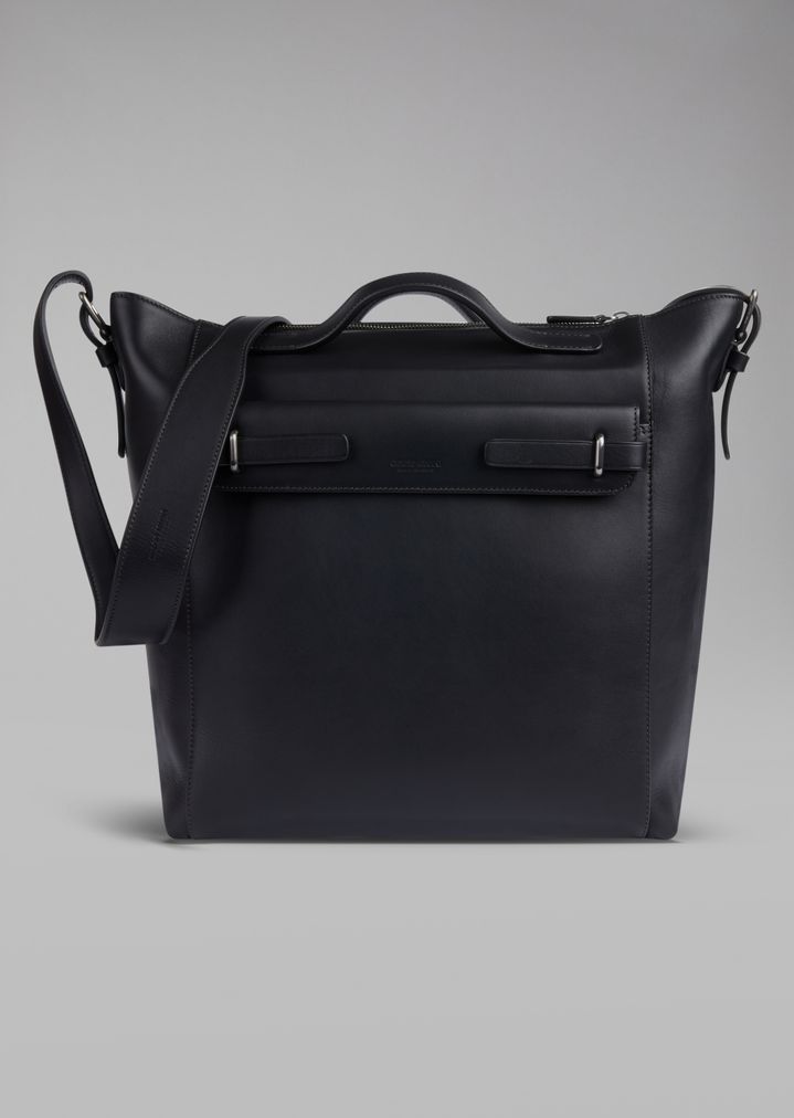 Smooth Leather Travel Bag With Shoulder Strap Man Giorgio Armani