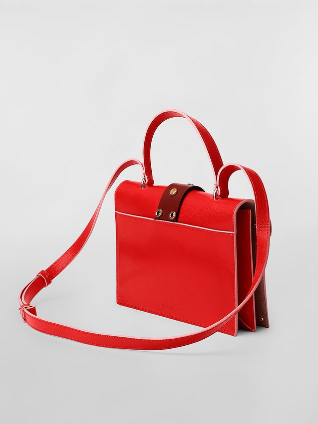 Shoulder Bag Marni PUNCH bag in red and brown leather Woman