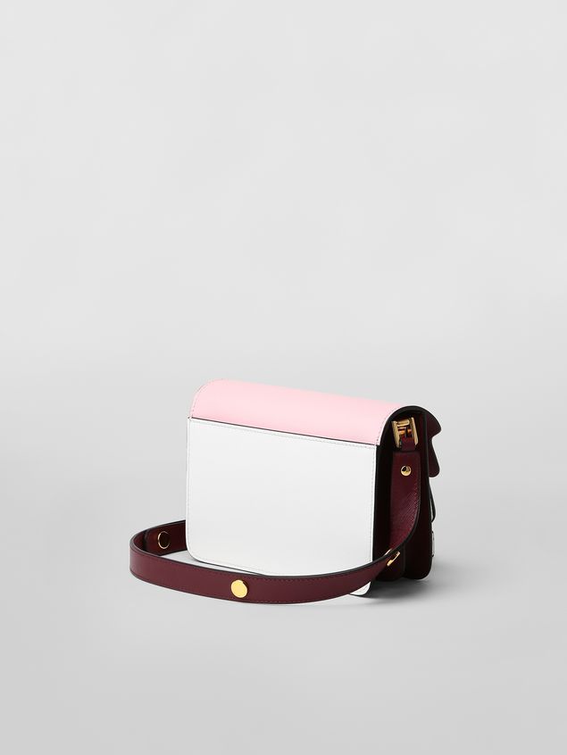 Trunk Bag Marni TRUNK minibag in saffiano leather pink white and burgundy Woman