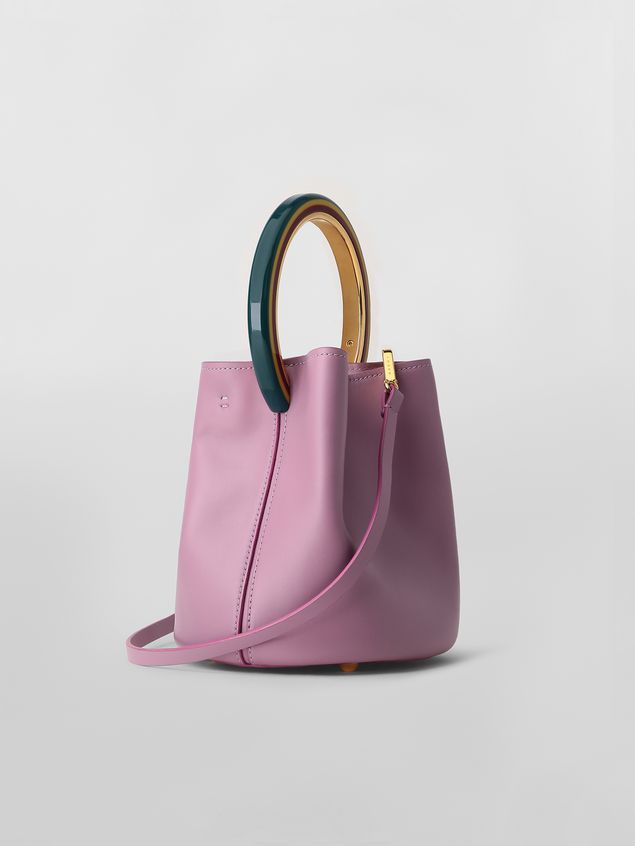 Borse a spalla Marni PANNIER bag in pink leather with multicolored handle Woman
