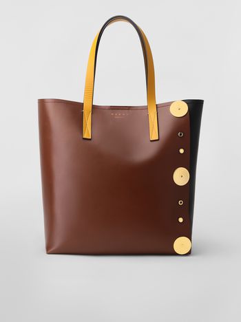 Women S Bags Marni Online Punch Bag In Brown Black And Yellow Leather