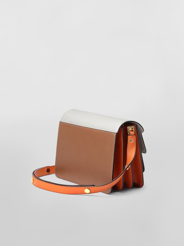 Trunk Bag Marni TRUNK bag in calfskin grey brown and orange Woman