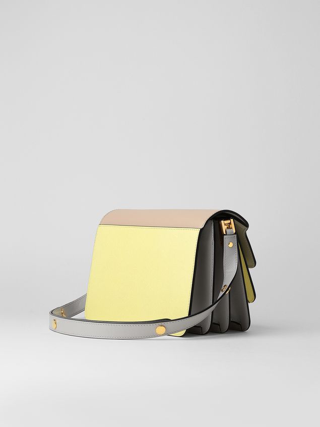 Trunk Bag Marni TRUNK bag in tan, yellow and gray saffiano calfskin Woman