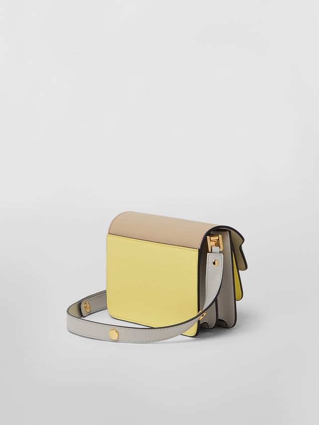 Trunk Bag Marni Mini-bag TRUNK aus Saffiano-Kalbsleder in Hellbraun, Gelb und Grau Damen