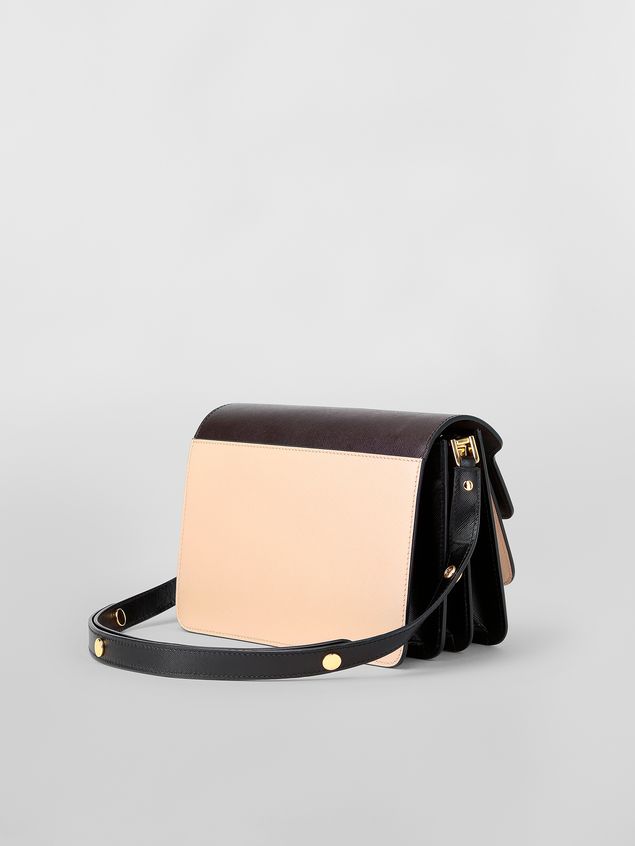 Trunk Bag Marni TRUNK bag aus Saffiano-Kalbsleder in Braun, Hellbraun und Schwarz Damen