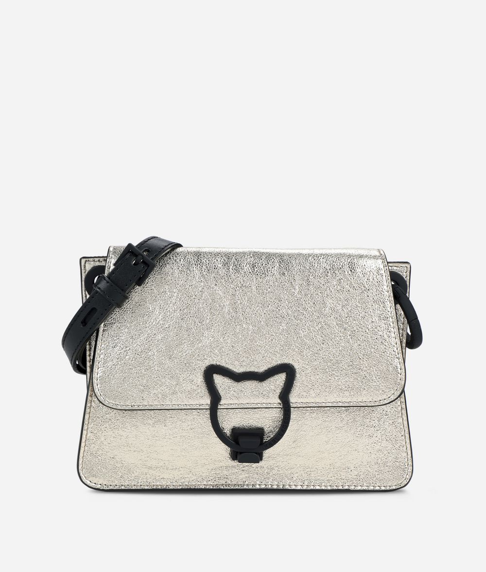 KARL LAGERFELD K/Kat Lock Metallic Leather Crossbody Bag Crossbody Bag Woman f