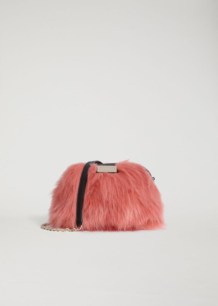 Faux Fur Bag With Chain Shoulder Strap Woman Emporio Armani