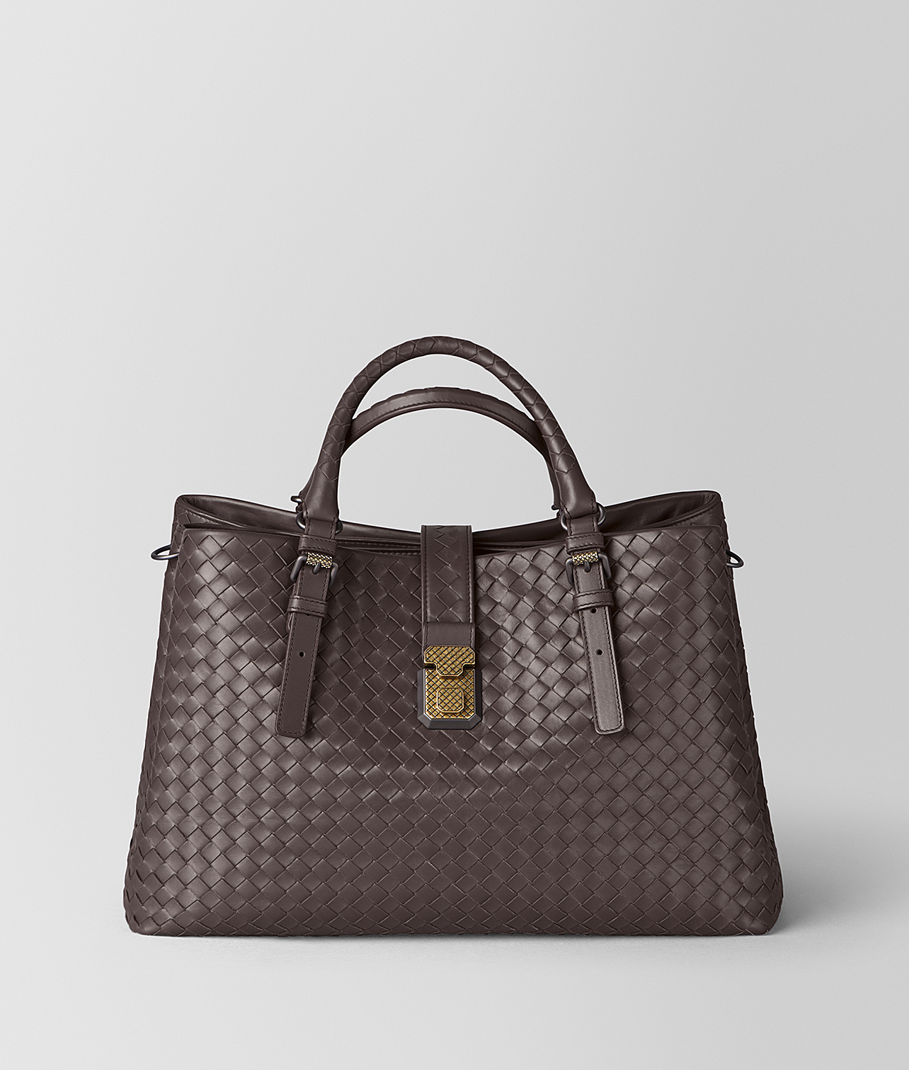 Bottega Veneta® - LARGE ROMA BAG IN INTRECCIATO CALF