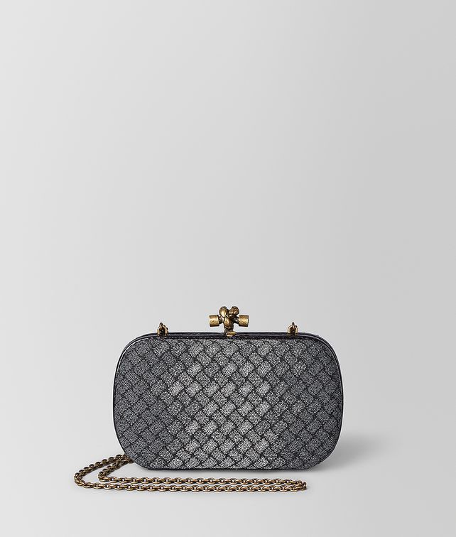 BOTTEGA VENETA アンティークシルバー イントレチャート ニット チェーン ノット ノット&クラッチバッグ レディース fp