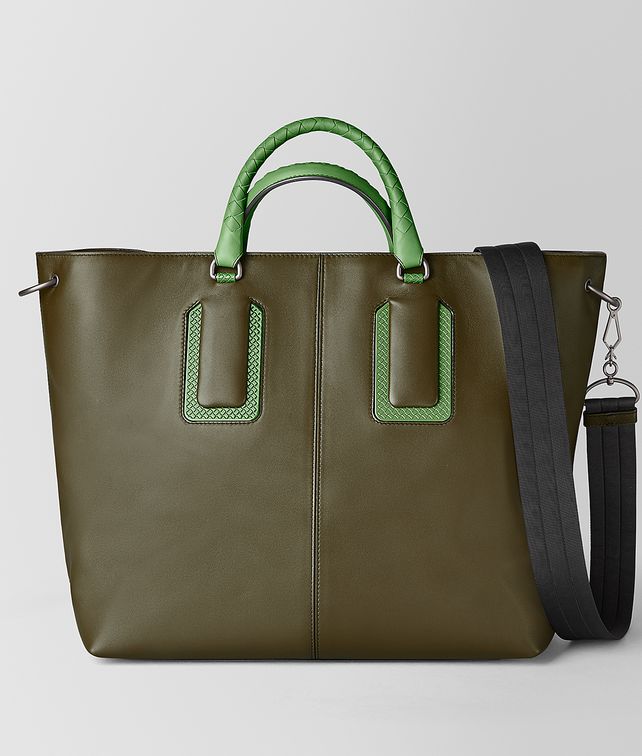 BOTTEGA VENETA 18 TOTE IN FRENCH CALF LEATHER AND ENAMEL Tote Bag Man fp