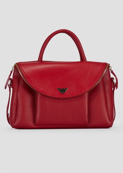 Women S All Bags Emporio Armani Bag In Hammered Leather With Strap And Handles
