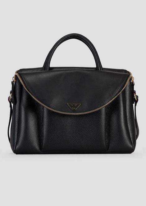 Women S All Bags Emporio Armani Bag In Hammered Leather With Strap And Handles