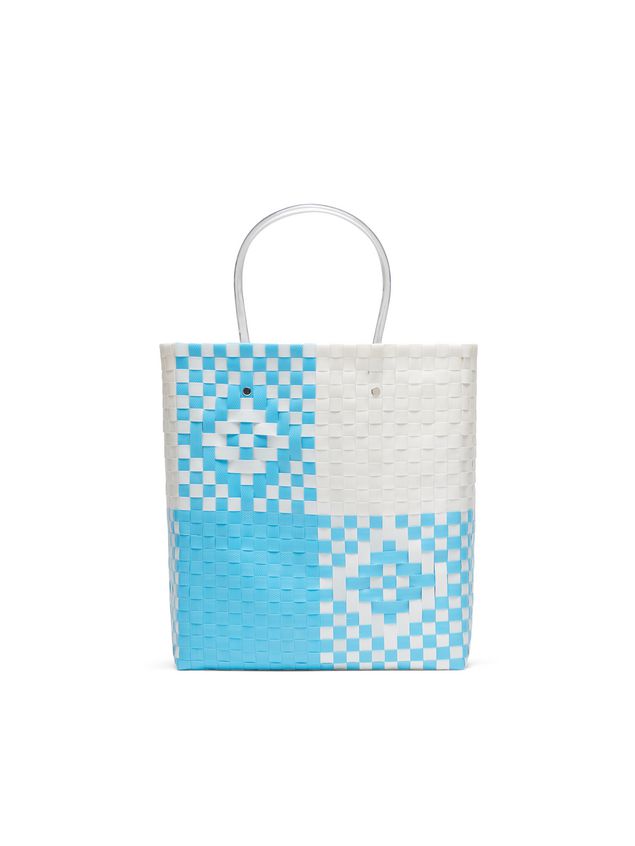 Shopping Bag Marni MARNI MARKET pale blue and white N-S shopping bag in polypropylene Man