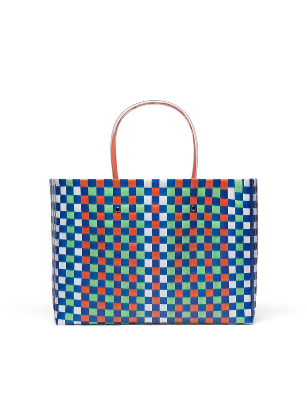 Shopping Bag Marni MARNI MARKET E-W shopping bag in polypropylene with checkered pattern Man