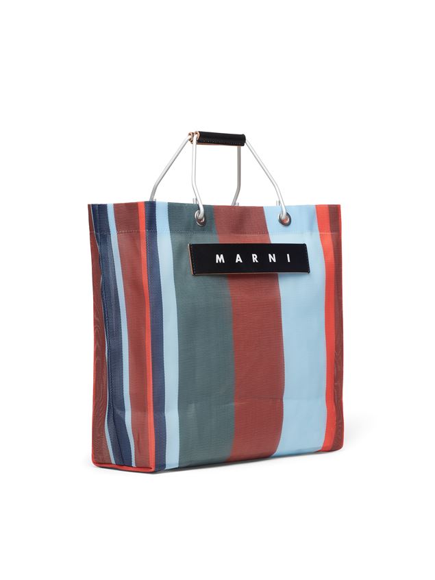 MARNI MARKET Red Blue And Gray Striped Shopping Bag In Polyamide from ...