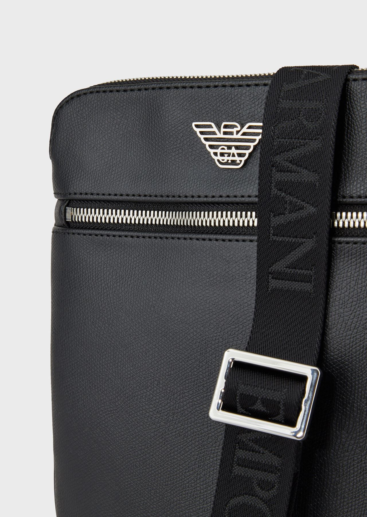 Small, flat shoulder bag with logo plate | Man | Emporio Armani