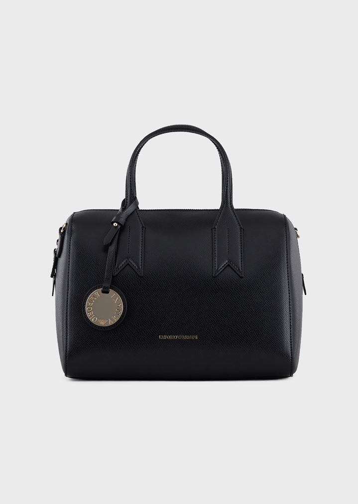 Boston Bag With Strap And Logo Charm