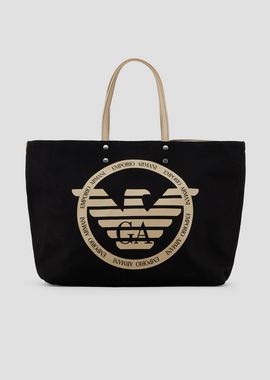 EMPORIO ARMANI Bolso shopper Mujer Bolso shopper de lona con maxilogotipo y pochette interior f