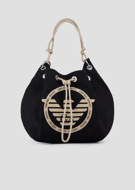 EMPORIO ARMANI Bolso saco Mujer Bolsa tipo saco de lona con maxilogotipo f