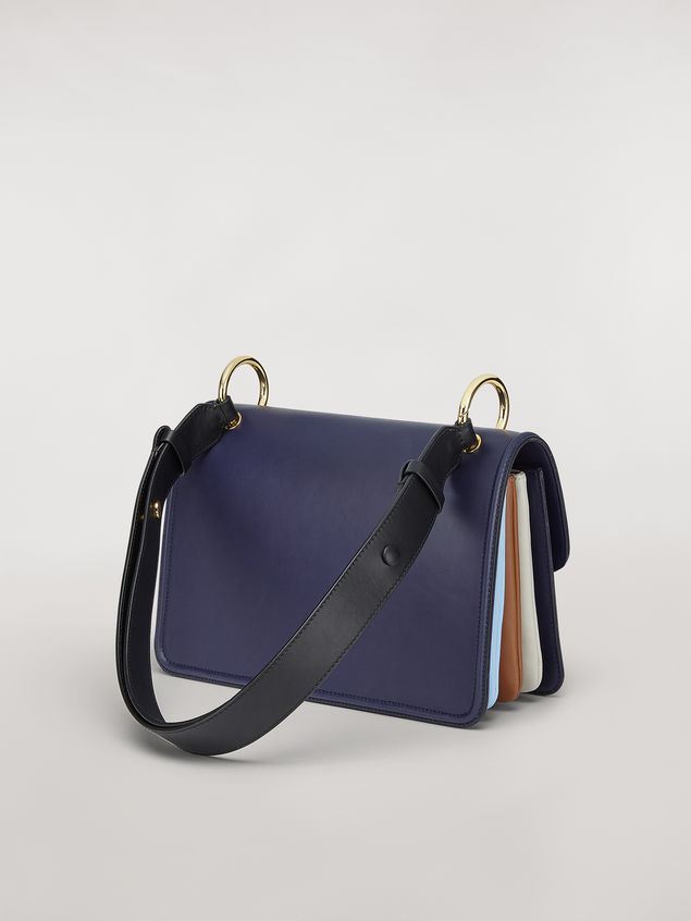 Crossbody Bag Marni Tasche NEW BEAT aus blauem Kalbsleder mit Schulterriemen mit Marni-Logo Damen