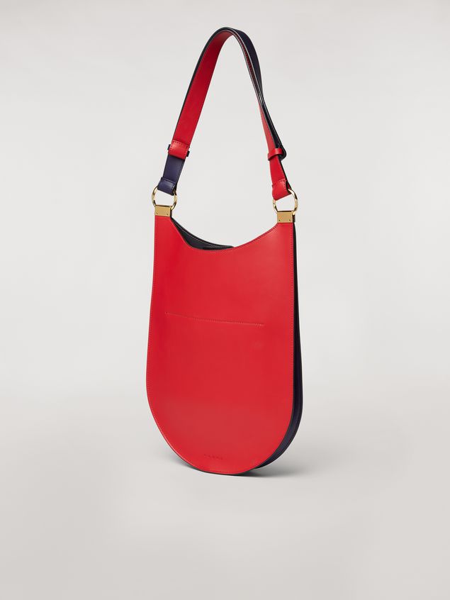 Shoulder Bag Marni EARRING bag in red and blue calfskin Woman