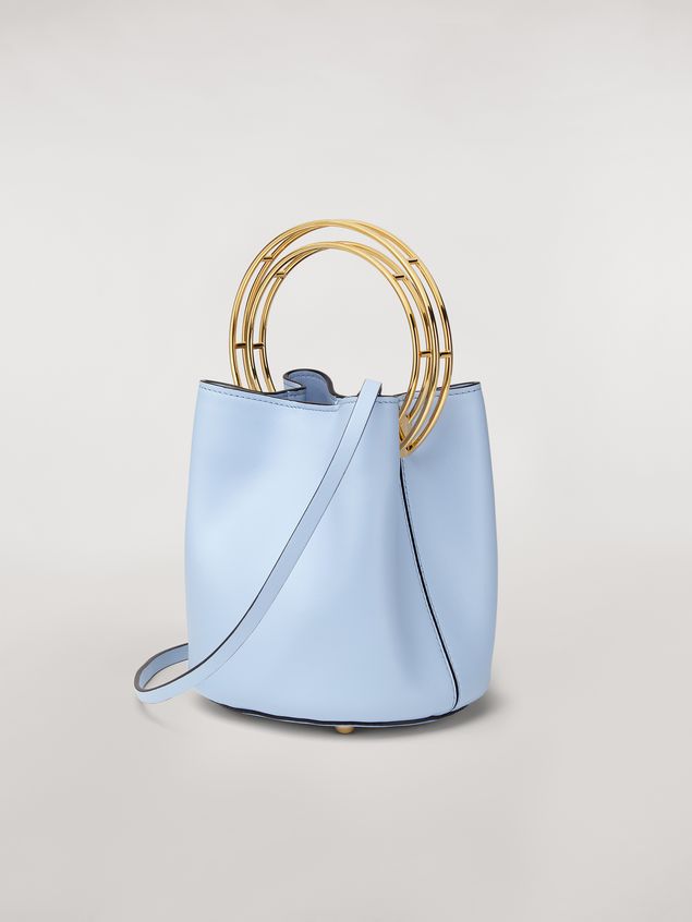 Shoulder Bag Marni PANNIER bag in pale blue leather with double gold-tone metal handle Woman