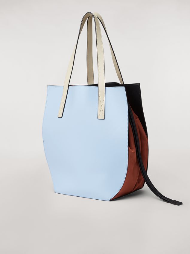 Shopping Bag Marni GUSSET bag in pale blue and brown calfskin Woman