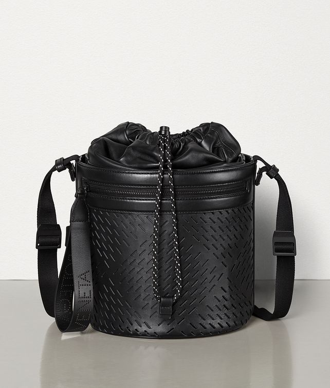BOTTEGA VENETA BUCKET MESSENGER BAG IN PERFORATED PAPER CALFSKIN Messenger Bag Man fp