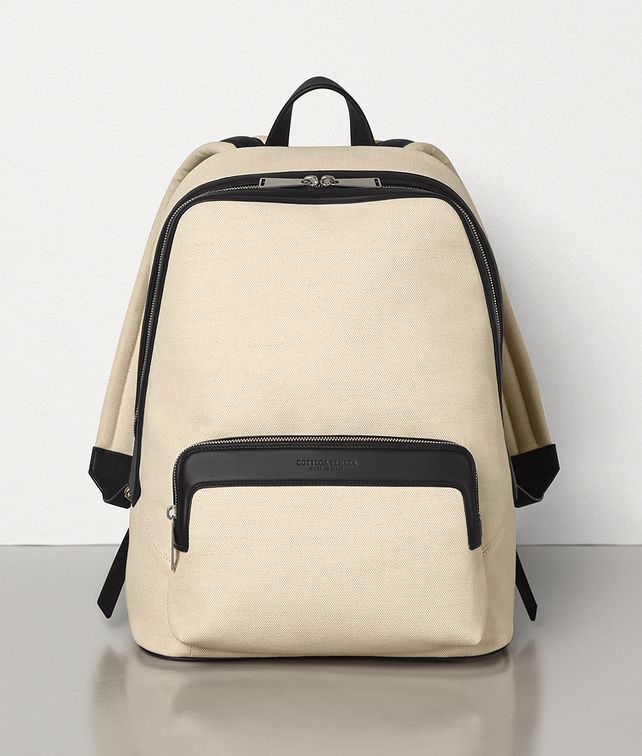 BOTTEGA VENETA MEDIUM BACKPACK IN CANVAS AND MATT CALFSKIN Backpack Man fp