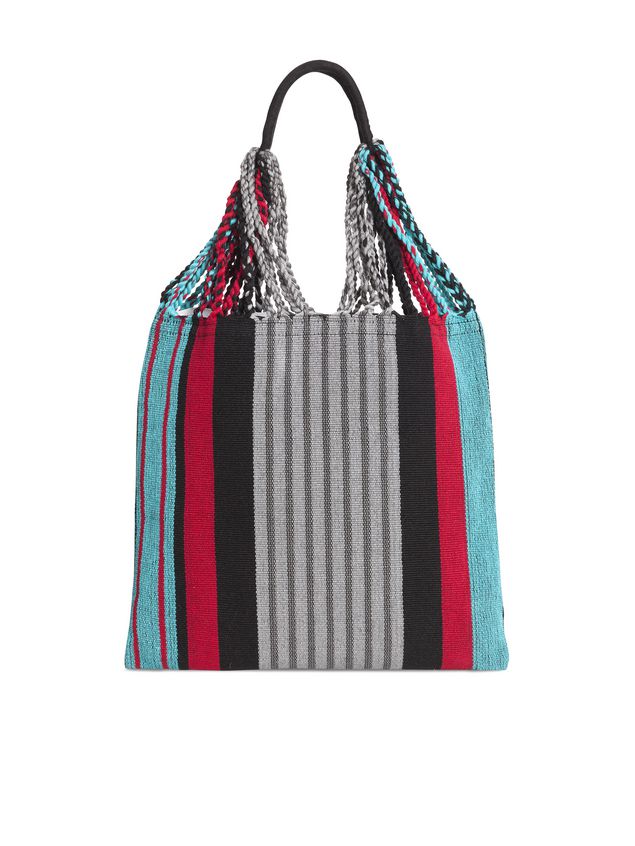 Shopping Bag Marni MARNI MARKET shopping bag in gray, turquoise and red polyester with hammock-like handle Man