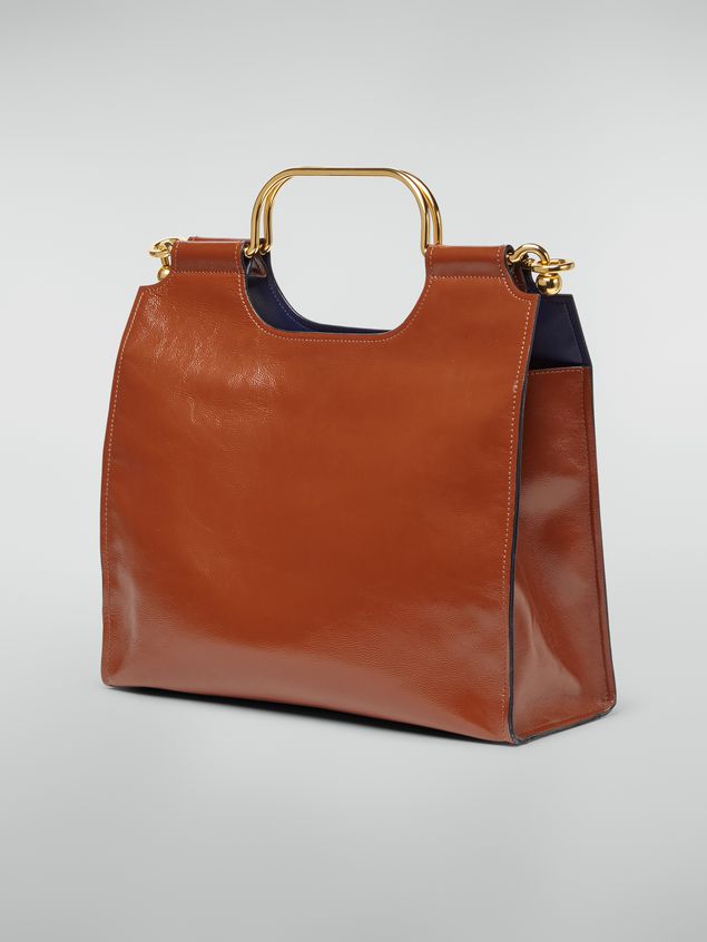 Handbag Marni MARCEL handbag in goat-print calfskin brown Woman