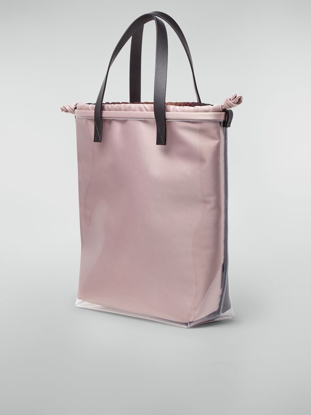 Shopping Bag Marni Shopping bag in transparent PVC with pink interior bag in satin Pixel Grace print Woman