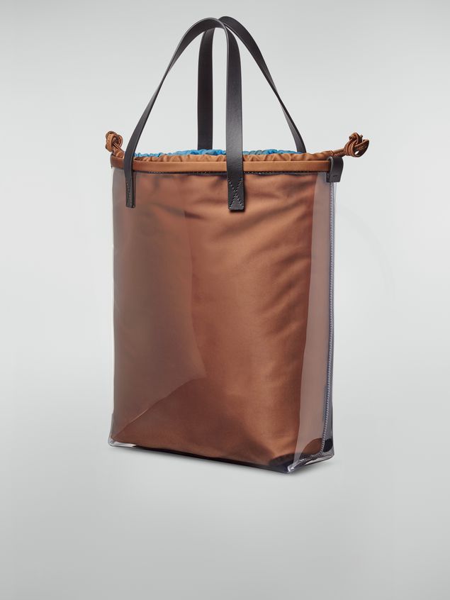Shopping Bag Marni Shopping bag in transparent PVC with blue interior bag in satin Pixel Grace print Woman