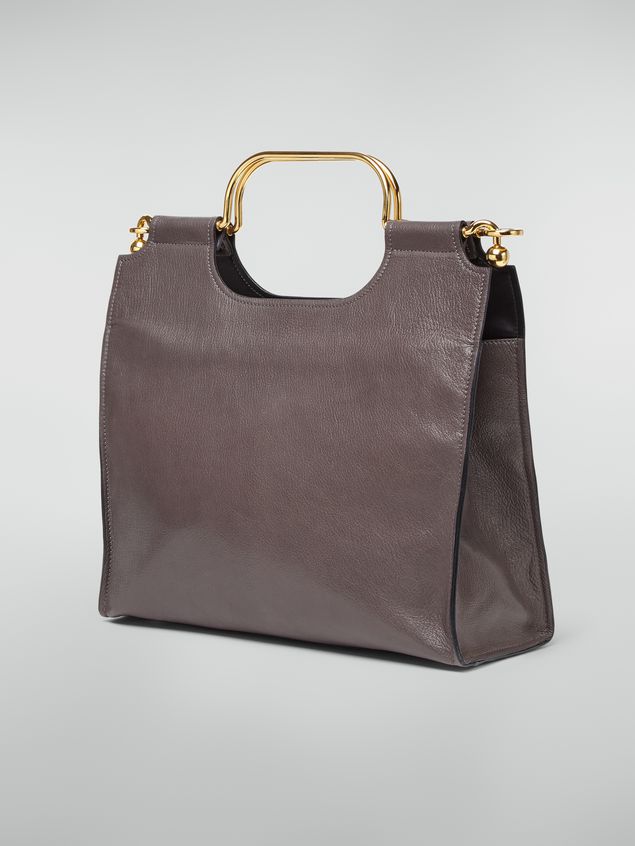 Handbag Marni MARCEL handbag in goat-print calfskin grey Woman
