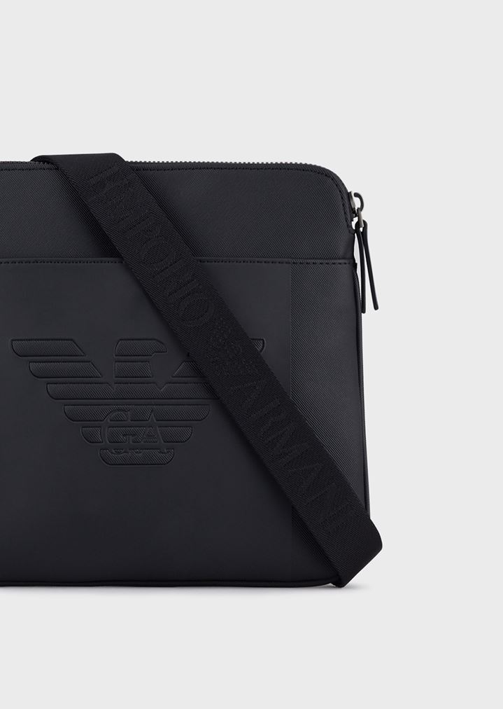 Small, flat shoulder bag with eagle maxi logo Small, flat shoulder bag with eagle maxi logo