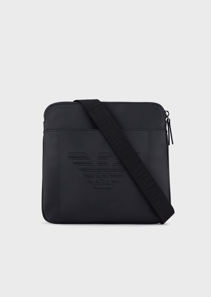 Small, flat shoulder bag with eagle maxi logo Small, flat shoulder bag with eagle maxi logo