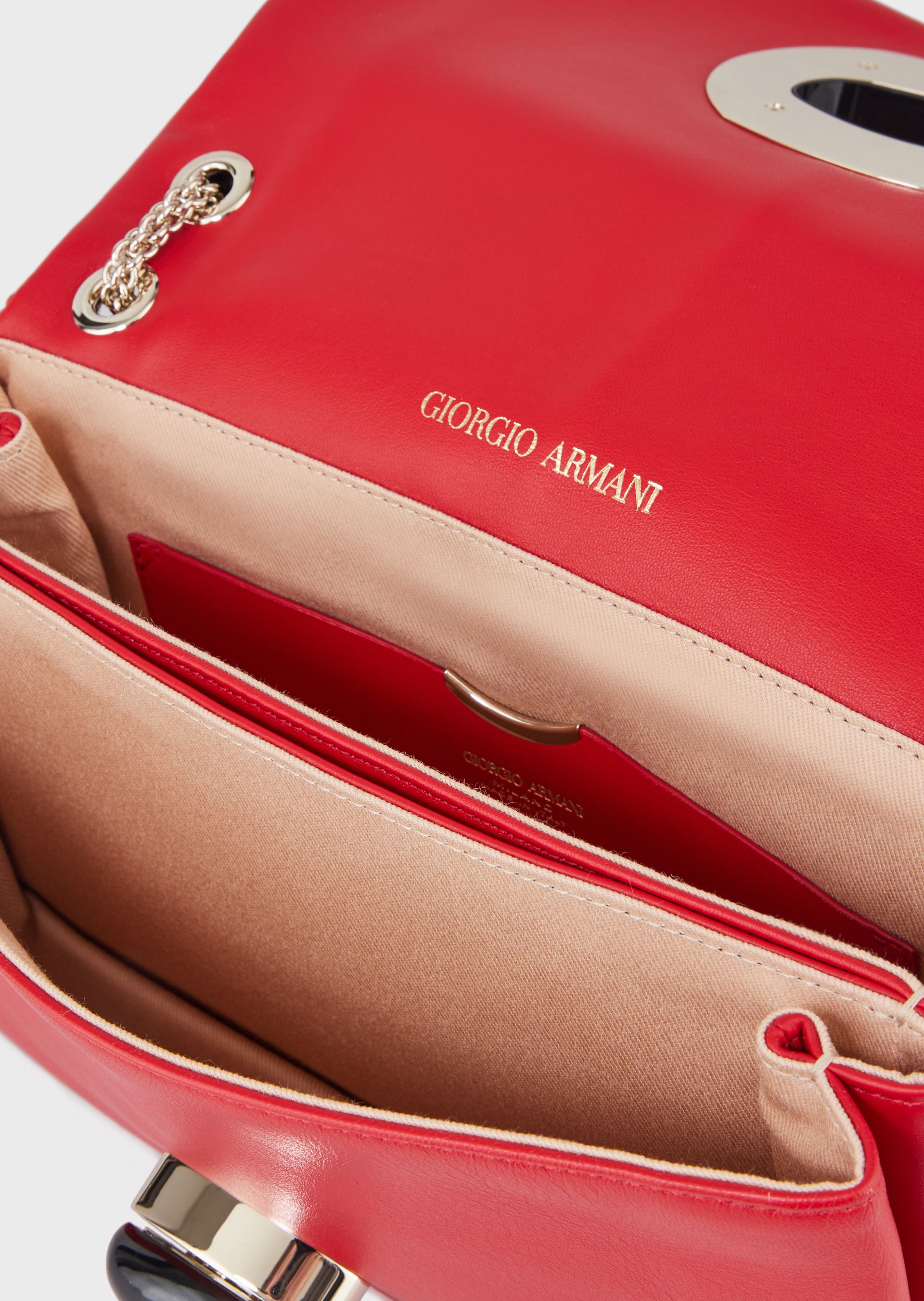 Pleated chevron leather crossbody bag with plexiglass closure Woman