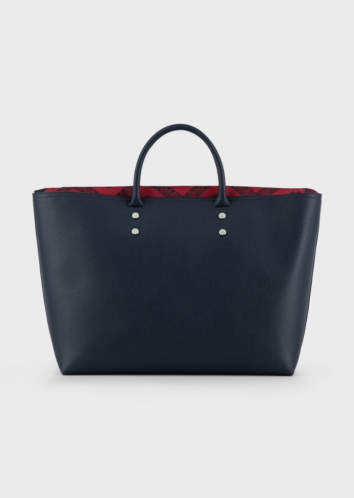 Bonded leather shopper with fretwork 