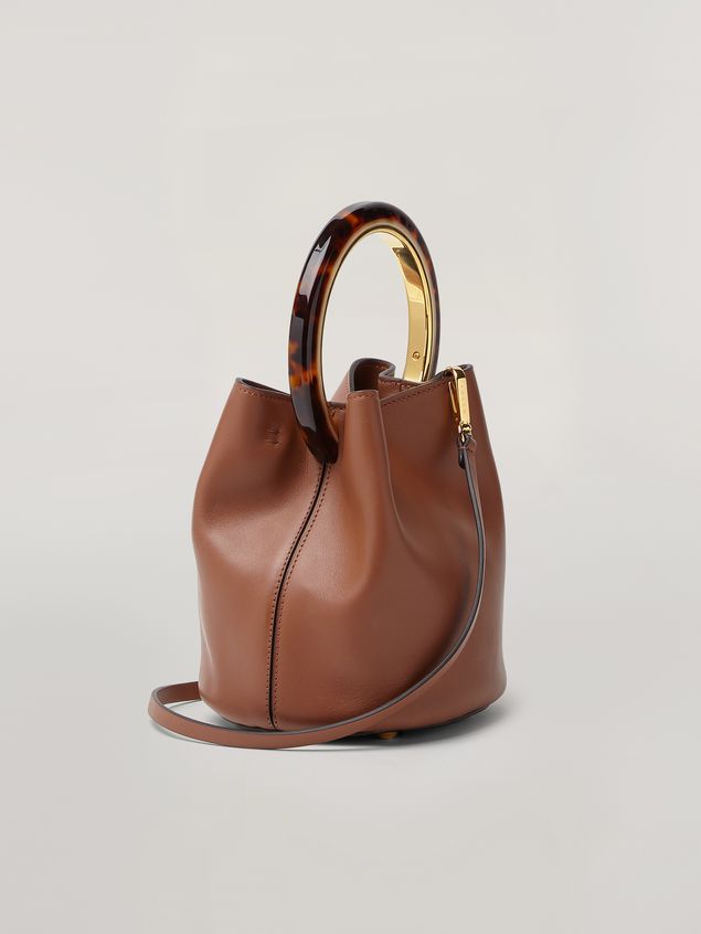 Backpack Marni PANNIER bag in brown leather with design handle Woman