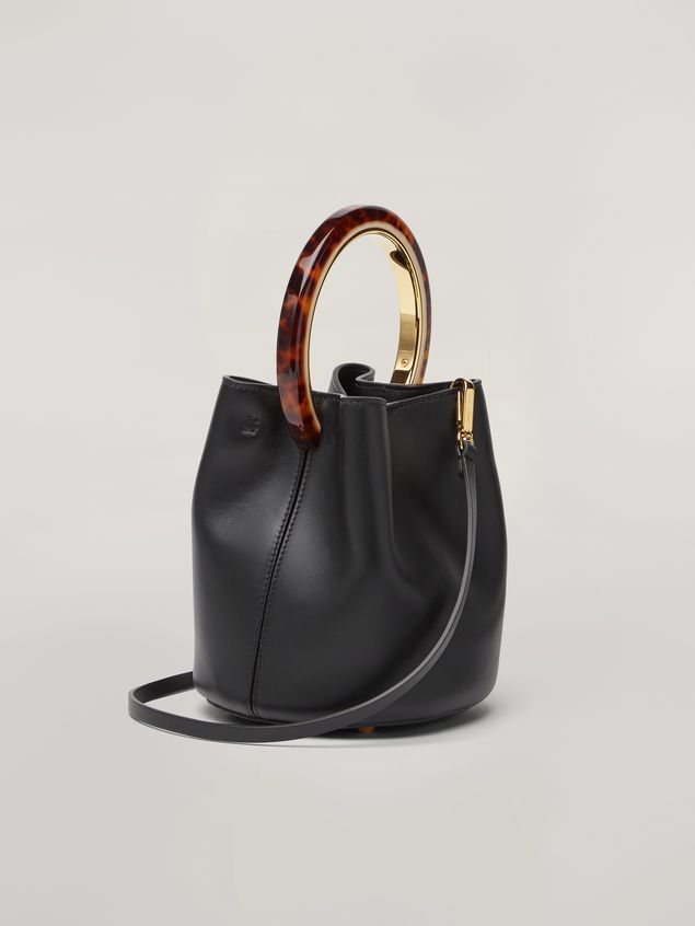 Backpack Marni PANNIER bag in black calfskin with design handle Woman