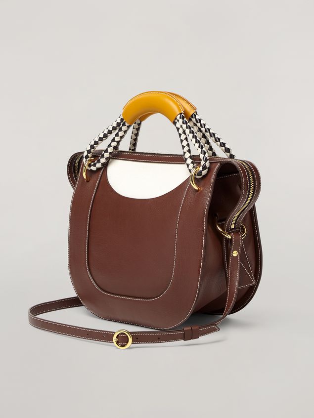 Handbag Marni BONNIE handbag in calf with leather and diamond-patterned rope handle Woman