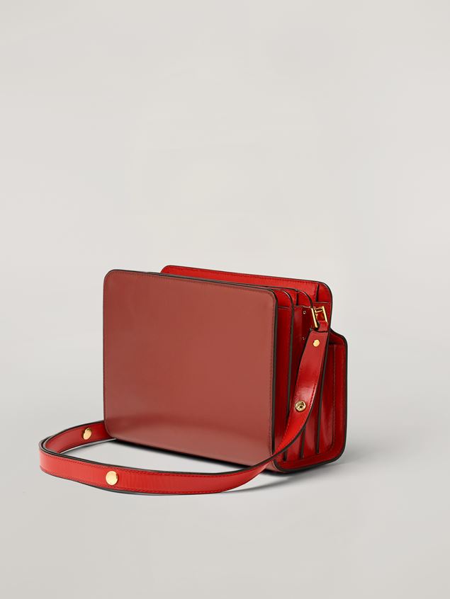 Trunk Bag Marni TRUNK REVERSE shoulder bag in nappa calfskin red Woman