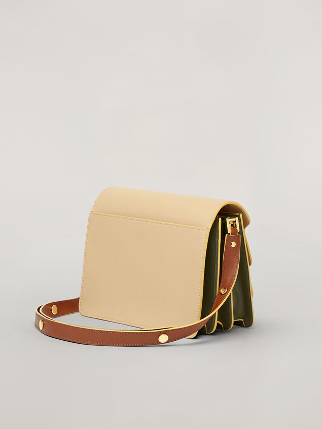 Trunk Bag Marni TRUNK bag in smooth calf beige brown and green Woman