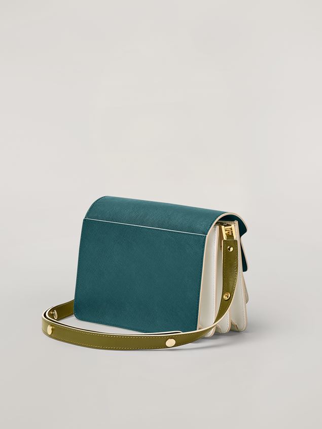 Trunk Bag Marni TRUNK Bag aus Saffian-Kalbsleder in Petrol, Weiß und Grün Damen