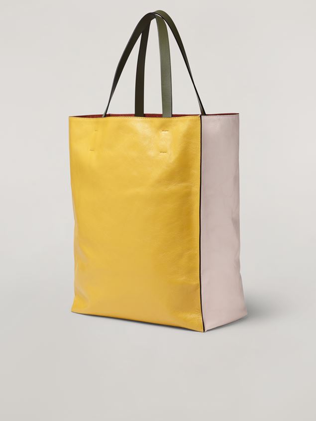 Shopping Bag Marni MUSEO SOFT bag in calf leather white yelllow and green Woman