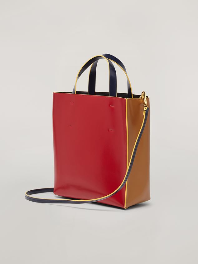 Shopping Bag Marni MUSEO shopping bag in calf leather red brown and black Woman