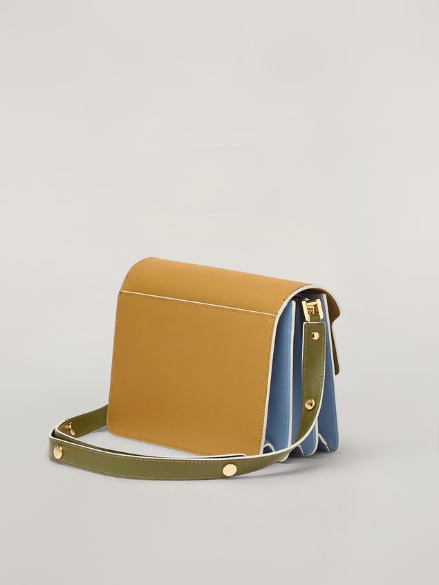 Trunk Bag Marni TRUNK bag in smooth calf beige pale blue and green Woman