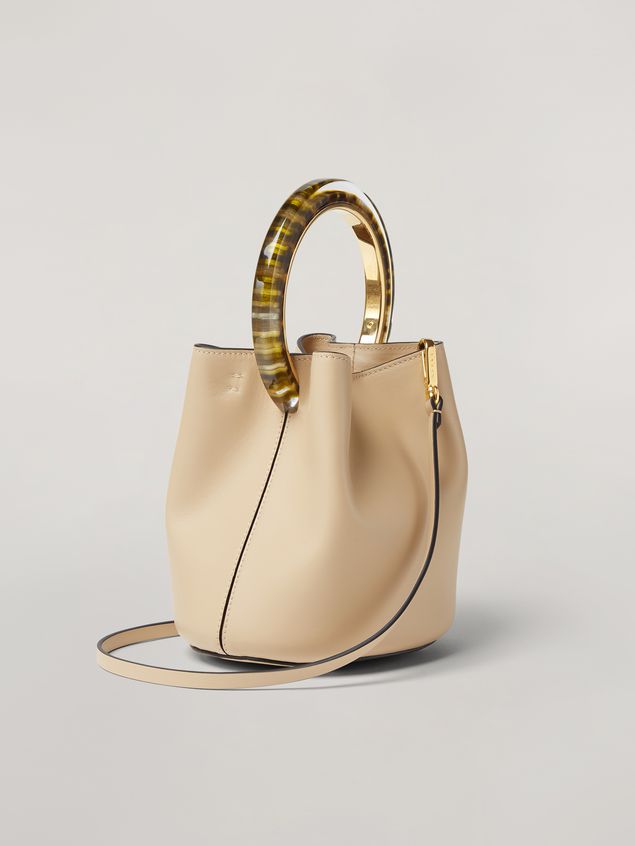 Backpack Marni PANNIER bag in calf leather with resin and metal handle white Woman