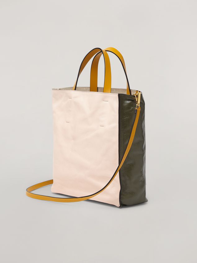 Shopping Bag Marni MUSEO SOFT bag in calf leather green pink and yelllow Woman