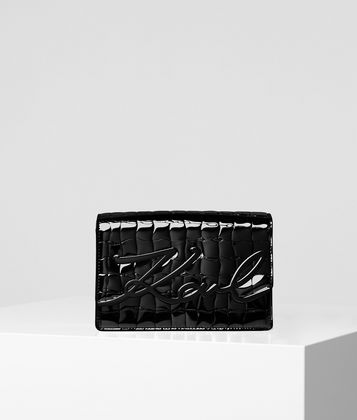 KARL LAGERFELD K/SIGNATURE CROCO SHOULDER BAG